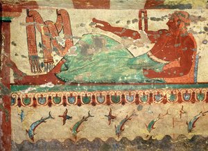 A Guest at a Funeral Banquet Holding an Egg in His Hand, from the Tomb of Lions